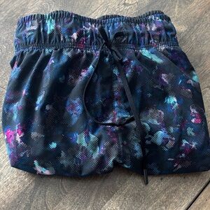 Avia Black and Blue Patterned Athletic Shorts